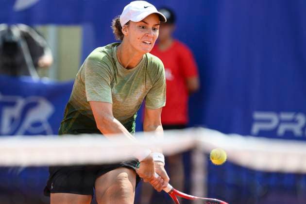 Ukrainian tennis player Anhelina Kalinina (pictured) in action against Magdalena Frech from Poland during the WTA, Tennis Damen women s tennis tournament Livesport Prague Open 2024, in Prague, Czech Republic, on July 24, 2024. (CTKxPhoto MichalxKamaryt) CTKPhotoP2024072404154  CTKPhotoP2024072404154