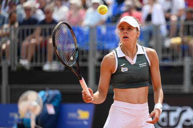 Polish tennis player Magda Linette (pictured) in action against Viktoriya Tomova from Bulgaria during the WTA, Tennis Damen women s tennis tournament Livesport Prague Open 2024, in Prague, Czech Republic, on July 24, 2024. (CTKxPhoto MichalxKamaryt) CTKPhotoP2024072405254  CTKPhotoP2024072405254