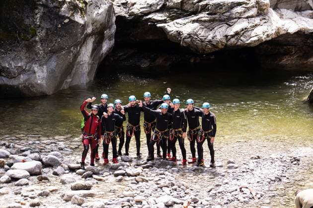 Sport Themen der Woche KW30 Sport Bilder des Tages AUT, 1.FBL, Werder Bremen Trainingslager Tag 08, Canyoning in der Zemmschlucht - Blue Lagoon Tour 24.07.2024, Zemmbach, zwischen Ginzling und Mayrhofen, AUT, 1.FBL, Werder Bremen Trainingslager Tag 08, Canyoning in der Zemmschlucht - Blue Lagoon Tour Im Bild: Teamfoto *** AUT, 1 FBL, Werder Bremen training camp day 08, canyoning in the Zemmschlucht Blue Lagoon Tour 24 07 2024, Zemmbach, between Ginzling and Mayrhofen, AUT, 1 FBL, Werder Bremen training camp day 08, canyoning in the Zemmschlucht Blue Lagoon Tour In the picture team photo nordphotoxGmbHxx xChristianxSchulze nph000300