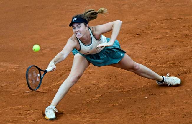 Linda Noskova of Czech Republic in action against Elle Seidel of Germany during the WTA, Tennis Damen women s tennis tournament Livesport Prague Open 2024 in Prague, Czech Republic, July 24, 2024. (CTKxPhoto RomanxVondrous) CTKPhotoP2024072408156  CTKPhotoP2024072408156