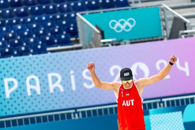 OLYMPICS - Olympic Summer Games 2024 PARIS,FRANCE,24.JUL.24 - OLYMPICS, Beach volleyball, Beachvolleyball - Olympic Summer Games Paris 2024, preview, training. Image shows Julian Hoerl (AUT).  GEPAxpictures xMaticxKlansek