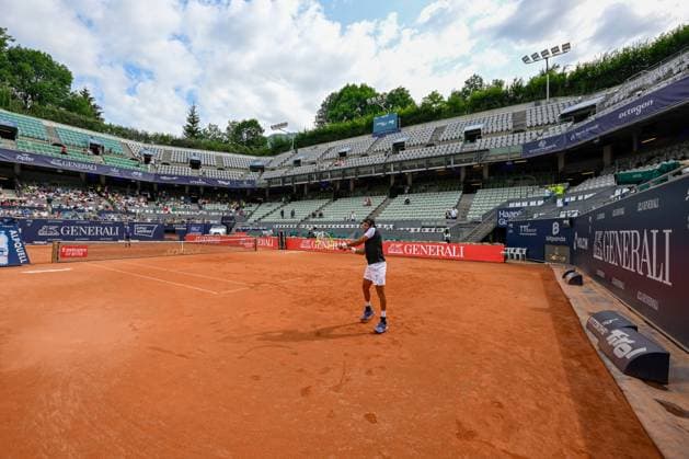 TENNIS - ATP, Tennis Herren Generali Open 2024 KITZBUEHEL,AUSTRIA,25.JUL.24 - TENNIS - ATP World Tour, Generali Open. Image shows Matteo Berrettini (ITA) during warm up.  GEPAxpictures xDanielxSchoenherr