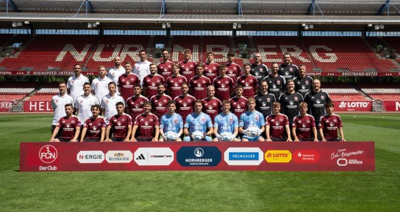 08 07 2024 1 FC Nürnberg FCN Club 2 Football Bundesliga BL Season 2024 2025 Photo session Portrait session Presentation Press event Team photo Team photo Back from left Gerald Stürzenhofecker Stuerzenhofecker Athletics and rehab coach 1 FC Nürnberg FCN Johannes Hannes Wieber Head Of Performance 1 FC Nürnberg FCN Ivan Marquez 15, 1 FC Nürnberg FCN Julian Kania 46, 1 FC Nürnberg FCN Finn Jeltsch 4, 1 FC Nürnberg FCN Dustin Forkel 34, 1 FC Nürnberg FCN Marko Riegel Equipment manager 1 FC Nürnberg FCN Gubov Milan Physiotherapist 1 FC Nürnberg FCN third row from left Jerome Polenz Co coach 1 FC Nürnberg FCN Dominik Schmitt Transition coach 1 FC Nürnberg FCN Florian Flick 6, 1 FC Nürnberg FCN Tim Handwerker 29, 1 FC Nürnberg FCN Caspar Jander 20, 1 FC Nürnberg FCN Michael Sevcik 19, 1 FC Nürnberg FCN Benjamin Goller 14, 1 FC Nürnberg FCN Stefanos Tzimas 9, 1 FC Nürnberg FCN Sascha Rurainski Physiotherapist 1 FC Nürnberg FCN Jens Vergers Physiotherapist 1 FC Nürnberg FCN second row from left Miroslav Klose Coach 1 FC Nürnberg FCN Jens Bauer Co Coach 1 FC Nürnberg FCN Dennis Neudahm Goalkeeper Coach 1 FC Nürnberg FCN Ali Loune 30, 1 FC Nürnberg FCN Enrico Valentini 22, 1 FC Nürnberg FCN Lukas Schleimer 36, 1 FC Nürnberg FCN Florian Pick 7, 1 FC Nürnberg FCN Jannik Hofmann 43, 1 FC Nürnberg FCN Dr Markus Geßlein Team doctor 1 FC Nü
