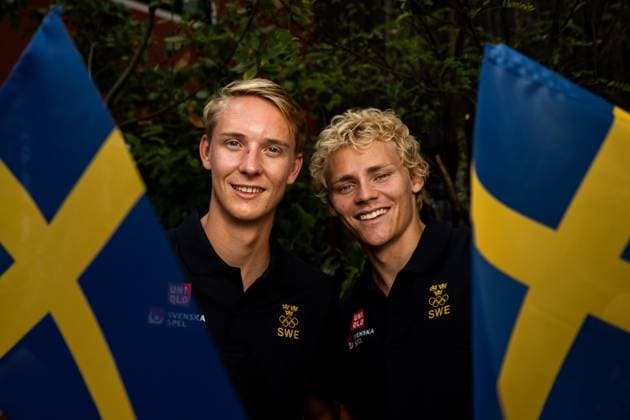 240725 Jonatan Hellvig and David Ahman of the Swedish men™s national beach volleyball team poses for a portrait at a press meet ahead of the Paris 2024 Olympic Games on July 25, 2024 in Paris Photo Petter Arvidson BILDBYRAN kod PA PA0844 bbeng olympic games olympics os ol olympiska spelen olympiske leker paris 2024 paris os paris ol press pressträff event meeting sweden porträtt Beach Volleyball  Copyright: PETTERxARVIDSON BB240725PA018