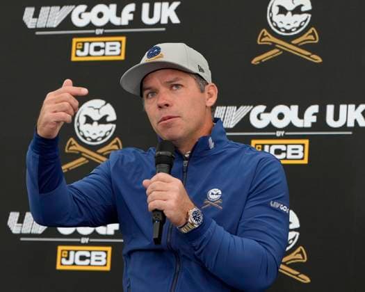 25th July 2024; JCB Golf &amp; Country Club, Rocester, Uttoxeter, England; LIV UK Golf League, Pro-Am Day; Paul Casey of the Crushers GC speaks to the media before the Pro-Am event  ActionPlus12671585 StevenxFlynn