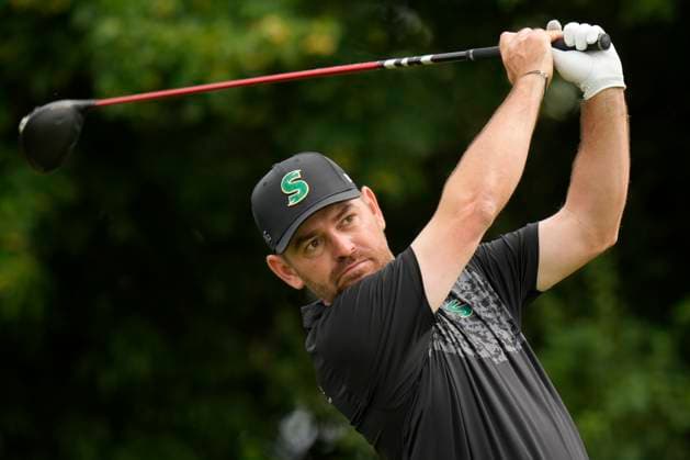 25th July 2024; JCB Golf &amp; Country Club, Rocester, Uttoxeter, England; LIV UK Golf League, Pro-Am Day; Louis Oosthuizen of the Stinger GC plays from the fifteenth tee during the Thursday Pro-Am  ActionPlus12671564 StevenxFlynn