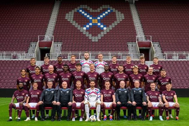 Fußball, Hearts of Midlothian Porträttermin 2024 2025 Heart of Midlothian 24 07 2024. 2024_25 Head Shots The team photograph for Heart of Midlothian FC at Tynecastle Park, Edinburgh, Scotland on 24 July 2024. Edinburgh Tynecastle Park Edinburgh Scotland Editorial use only , Copyright: xMalcolmxMackenzie HeartsxFCx PSI-20050-0002