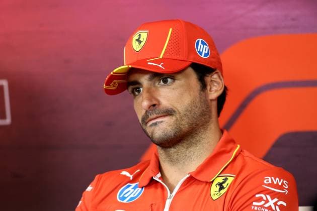 25 07 2024, xsvx, Motorsport FIA Formula 1, Belgian Grand Prix 2024 emspor, v l Press conference Carlos Sainz Ferrari starting number 55 FIA REGULATIONS PROHIBIT ANY USE OF PHOTOGRAPHS as IMAGE SEQUENCES and or QUASI VIDEO Spa
