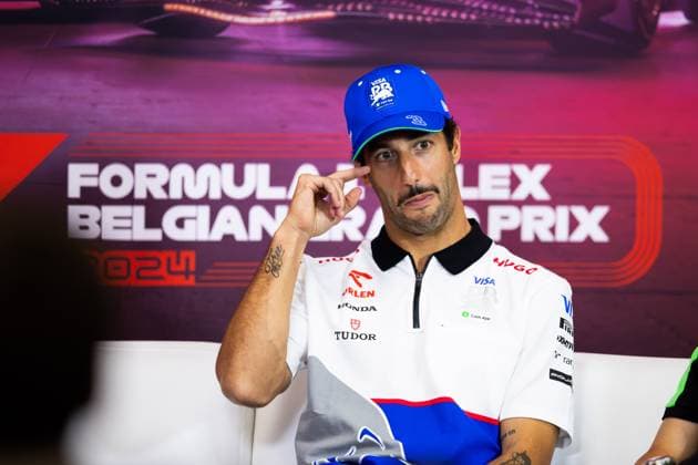 RICCIARDO Daniel (aus), Visa Cash App RB F1 Team VCARB 01, portrait press conference, PK, Pressekonferenz during the Formula 1 Rolex Belgian Grand Prix 2024, 14th round of the 2024 Formula One World Championship, WM, Weltmeisterschaft from July 26 to 28, 2024 on the Circuit de Spa-Francorchamps, in Stavelot, Belgium - F1 - BELGIAN GRAND PRIX 2024 DPPI Panoramic  240725_R14_BELGIO_DP__F_18345.CR2 -Aprimorado-NR