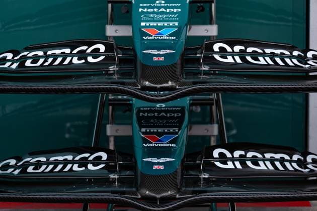 Aston Martin F1 Team AMR23, mechanical detail front wing during the Formula 1 Rolex Belgian Grand Prix 2024, 14th round of the 2024 Formula One World Championship, WM, Weltmeisterschaft from July 26 to 28, 2024 on the Circuit de Spa-Francorchamps, in Stavelot, Belgium - F1 - BELGIAN GRAND PRIX 2024 DPPI Panoramic  240725_R14_BELGIO_DP_JFR63727.CR3_
