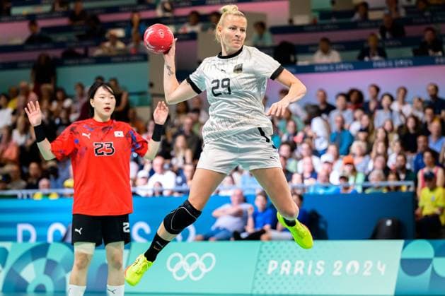 Paris, France Handball Women Preliminary Round Group A Germany Korea v li Bitna Woo Korea , Antje Döll Doell Germany Paris South Paris Arena 6 France