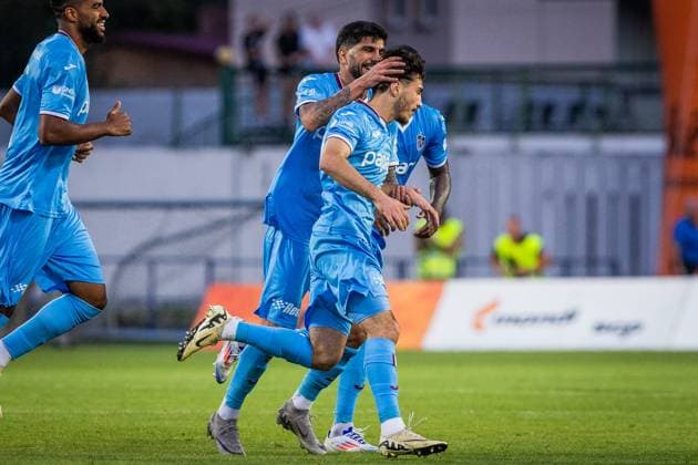 RUZOMBEROK - TRABZONSPOR UEFA EUROPA LEAGUE Goal scored by Cihan Canak of Trabzonspor during the 1st leg of Second qualifying round of the UEFA Europa League football match between MFK Ruzomberok and Trabzonspor. Ruzomberok, Slovakia, July 25, 2024. PUBLICATION NOT IN SLOVAKIA Ruzomberok Copyright: xBranislavxRackox 080A5089