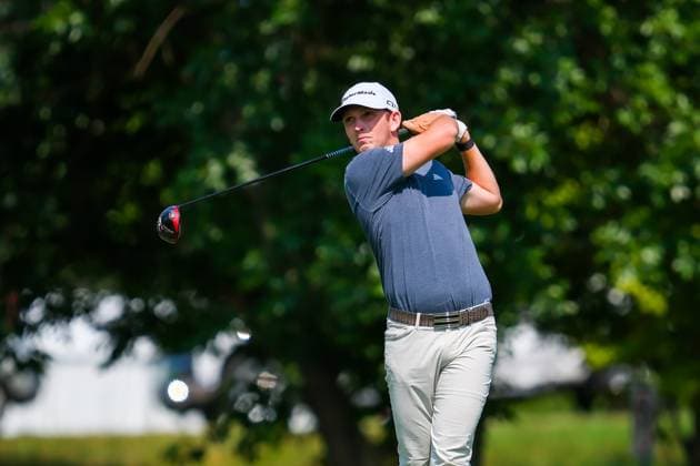 July 25, 2024, Blaine, Minnesota, USA: JACOB BRIDGEMAN tees off at hole 10 during the 2024 PGA, Golf Herren 3M Open at TPC Twin Cities on July 25, 2024. Blaine USA - ZUMAg254 20240725_zsp_g254_140 Copyright: xStevenxGarciax