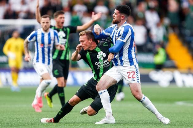 Kilmarnock FC v Cercle Brugge - UEFA Europa League KILMARNOCK, SCOTLAND - JULY 25 : Somers Thibo forward of Cercle Brugge battles for the ball with Donnelly Liam midfielder of Kilmarnock FC during the UEFA Europa League second qualifying round first leg match between Kilmarnock FC and Cercle Brugge on July 25, 2024 in Kilmarnock, Scotland, 25 07 2024  Copyright: xTomasxSiskx