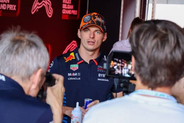 May 25, 2024, Spa-Francorchamps, Belgium: MAX VERSTAPPEN filming with CHECO PEREZ during media day for media day of the Belgian Grand Prix. Spa-Francorchamps Belgium - ZUMA Pho 20240525_mda_k187_214 Copyright: xAlexisxKahnx