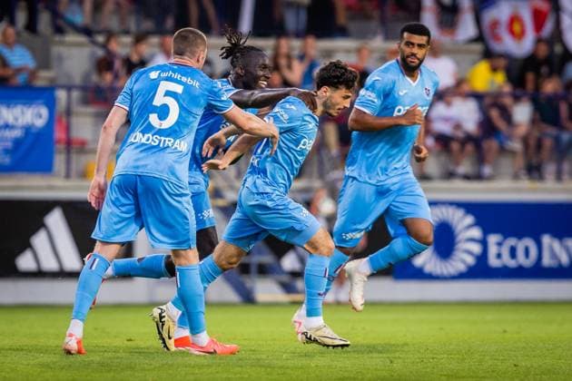 RUZOMBEROK - TRABZONSPOR UEFA EUROPA LEAGUE Cihan Canak, Batista Mendy, John Lundstram and Stefano Denswil of Trabzonspor during the 1st leg of Second qualifying round of the UEFA Europa League football match between MFK Ruzomberok and Trabzonspor. Ruzomberok, Slovakia, July 25, 2024. PUBLICATION NOT IN SLOVAKIA Ruzomberok Copyright: xBranislavxRackox 080A5074