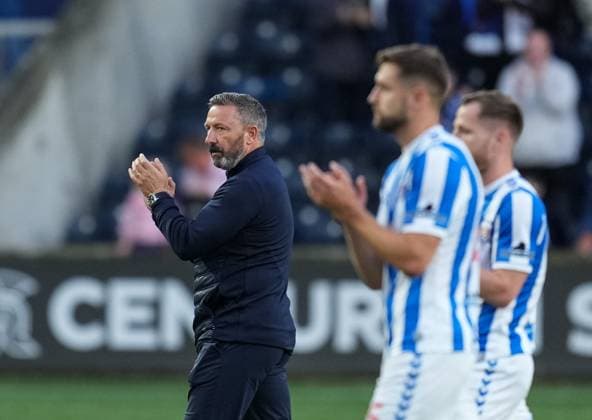 Kilmarnock manager Derek McInnes applauds the fans after the final whistle. Full-time score Kilmarnock 1 Cercle Brugge 1. Kilmarnock v Cercle Brugge, UEFA Europa League, 2nd Qualifying Round, Football, The BBSP Stadium Rugby Park, Kilmarnock, UK, 25 Jul 2024 EDITORIAL USE ONLY No use with unauthorised audio, video, data, fixture lists, club league logos or live services. Online in-match use limited to 120 images, no video emulation. No use in betting, games or single club league player publications. Copyright: xStuartxWallace Shutterstockx 14602352dj