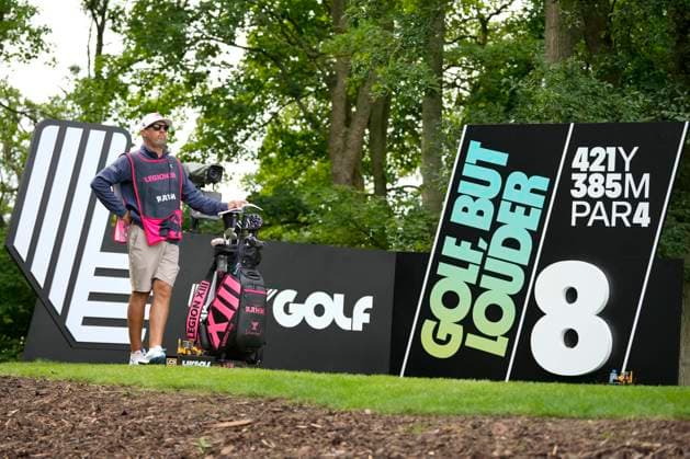 25th July 2024; JCB Golf &amp; Country Club, Rocester, Uttoxeter, England; LIV UK Golf League, Pro-Am Day; Adam Hayes, caddy to Jon Rahm of the Legion XIII GC waits on the 8th tee during the Thursday Pro-Am  ActionPlus12671848 StevenxFlynn