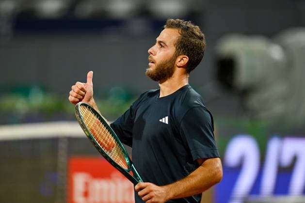 TENNIS - ATP, Tennis Herren Generali Open 2024 KITZBUEHEL,AUSTRIA,25.JUL.24 - TENNIS - ATP World Tour, Generali Open. Image shows the rejoicing of Hugo Gaston (FRA).  GEPAxpictures xDanielxSchoenherr