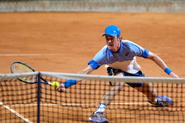 Verona: Vilius Guabas from Lithuania in action during Internazionali di Verona ATP, Tennis Herren Challenger 100 tennis tournament at Sports Club Verona in Verona on July 25, 2024, Verona Italy. International Tennis match - ATP CHALLENGER - INTERNAZIONALI DI VERONA  - ZUMAp169 20240725_zsa_p169_070 Copyright: xRobertoxTommasini IPAxSportx