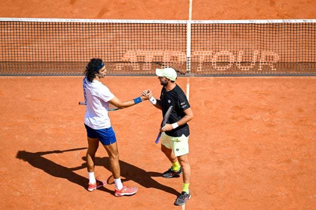 TENNIS - ATP, Tennis Herren Generali Open 2024 KITZBUEHEL,AUSTRIA,26.JUL.24 - TENNIS - ATP World Tour, Generali Open. Image shows Skander Mansouri (TUN) and Santiago Gonzalez (MEX).  GEPAxpictures xDanielxSchoenherr
