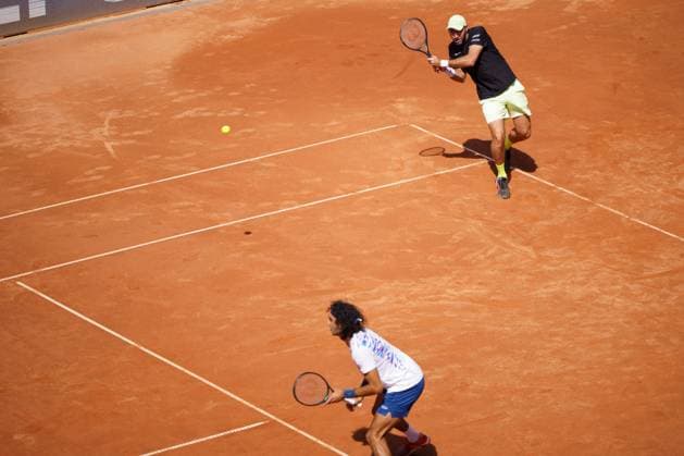 Generali Open ATP 250 2024 Kitzbühel, 26 07 2024 Skander Mansouri TUN, Tunisia, in front and Santiago Gonzales MEX, Mexico Generali Open 2024, ATP 250, Sportpark Kitzbühel on 26 07 2024, Kitzbühel Copyright: xBEAUTIFULxSPORTSx Pajonkx