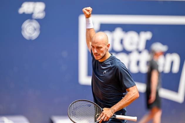 TENNIS - ATP, Tennis Herren Generali Open 2024 KITZBUEHEL,AUSTRIA,26.JUL.24 - TENNIS - ATP World Tour, Generali Open. Image shows the rejoicing of Constantin Frantzen (GER).  GEPAxpictures xDanielxSchoenherr