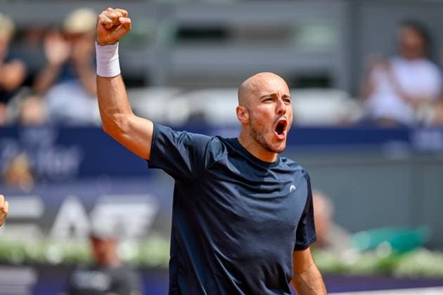 TENNIS - ATP, Tennis Herren Generali Open 2024 KITZBUEHEL,AUSTRIA,26.JUL.24 - TENNIS - ATP World Tour, Generali Open. Image shows the rejoicing of Constantin Frantzen (GER).  GEPAxpictures xDanielxSchoenherr