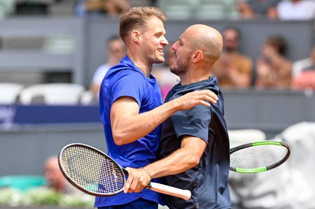 TENNIS - ATP, Tennis Herren Generali Open 2024 KITZBUEHEL,AUSTRIA,26.JUL.24 - TENNIS - ATP World Tour, Generali Open. Image shows the rejoicing of Hendrik Jebens and Constantin Frantzen (GER).  GEPAxpictures xDanielxSchoenherr