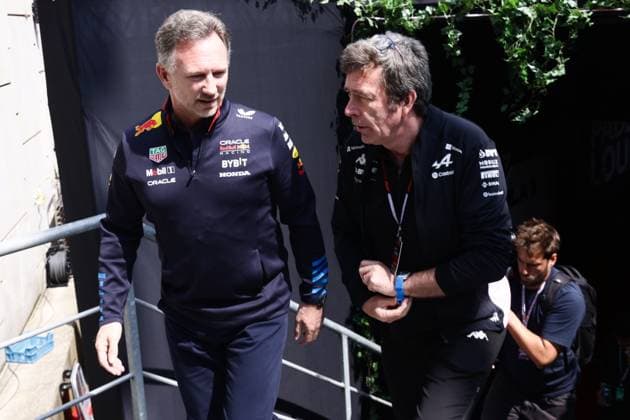 F1 Belgian Grand Prix 2024 Practice 1 Christian Horner and Bruno Famin before first practice ahead of the Formula 1 Belgian Grand Prix at Spa-Francorchamps in Spa, Belgium on July 26, 2024. Spa Belgium  Copyright: xJakubxPorzyckix originalFilename:porzycki-f1belgia240726_npEHb.jpg