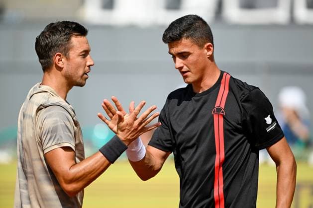 TENNIS - ATP, Tennis Herren Generali Open 2024 KITZBUEHEL,AUSTRIA,26.JUL.24 - TENNIS - ATP World Tour, Generali Open. Image shows Andreas Mies (GER) and Alexander Erler (AUT).  GEPAxpictures xDanielxSchoenherr