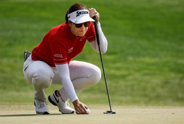 July 26, 2024, Calgary, Ab, CANADA: Australia s Hannah Green lines up a putt on the first hole during the second round at the LPGA, Golf Damen Canadian Women s Open golf tournament in Calgary, Alta., Friday, July 26, 2024. Hannah Green  - ZUMAc35_ 20240726_zaf_c35_043 Copyright: xJeffxMcintoshx