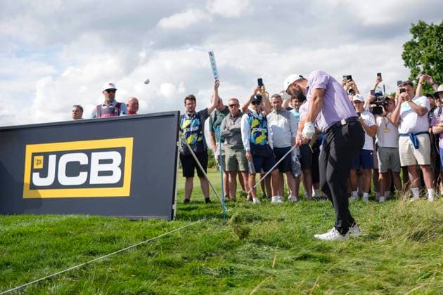 26th July 2024; JCB Golf &amp; Country Club, Rocester, Uttoxeter, England; LIV UK Golf League, Round 1; Jon Rahm of the Legion XIII GC plays from the rough on the 7th hole during round one  ActionPlus12672144 StevenxFlynn