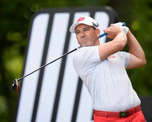 26th July 2024; JCB Golf &amp; Country Club, Rocester, Uttoxeter, England; LIV UK Golf League, Round 1; Sergio Garcia of the Fireballs GC plays from the 8th tee during round one  ActionPlus12672159 StevenxFlynn