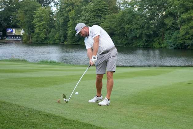 26th July 2024; JCB Golf &amp; Country Club, Rocester, Uttoxeter, England; LIV UK Golf League, Round 1; Graeme McDowell of the Smash GC plays his second shot from the first fairway during round one  ActionPlus12672177 StevenxFlynn