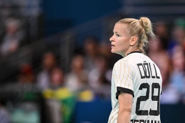 Antje Doell (Germany) Looks on during the women s Handball Preliminary Round - Group A match between Germany and South Korea on Day -1 of the Olympic Games, Olympische Spiele, Olympia, OS Paris 2024 at South Paris Arena 6 on July 25, 2024 in Paris, France.