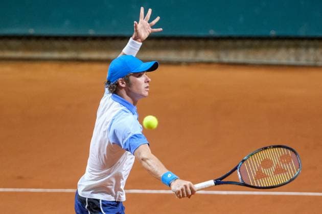 International Tennis match - ATP, Tennis Herren CHALLENGER - INTERNAZIONALI DI VERONA Vilius Gaubas from Lithuania in action during Internazionali di Verona - ATP Challenger 100 tennis tournament at Sports Club Verona on July 26, 2024, Verona Italy. Verona Italy  Copyright: xIPAxSport ABACAx