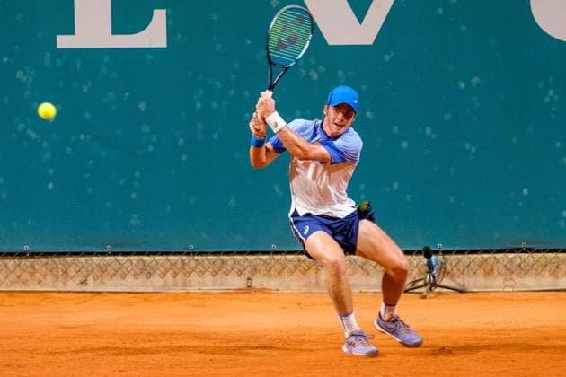 International Tennis match - ATP, Tennis Herren CHALLENGER - INTERNAZIONALI DI VERONA Vilius Gaubas from Lithuania in action during Internazionali di Verona - ATP Challenger 100 tennis tournament at Sports Club Verona on July 26, 2024, Verona Italy. Verona Italy  Copyright: xIPAxSport ABACAx
