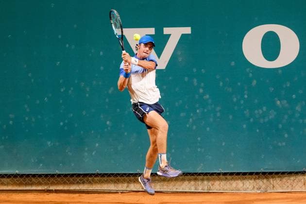 International Tennis match - ATP, Tennis Herren CHALLENGER - INTERNAZIONALI DI VERONA Vilius Gaubas from Lithuania in action during Internazionali di Verona - ATP Challenger 100 tennis tournament at Sports Club Verona on July 26, 2024, Verona Italy. Verona Italy  Copyright: xIPAxSport ABACAx
