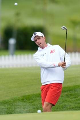 26th July 2024; JCB Golf &amp; Country Club, Rocester, Uttoxeter, England; LIV UK Golf League, Round 1; David Puig of the Fireballs GC warms up on the practice ground before round one  ActionPlus12672398 StevenxFlynn