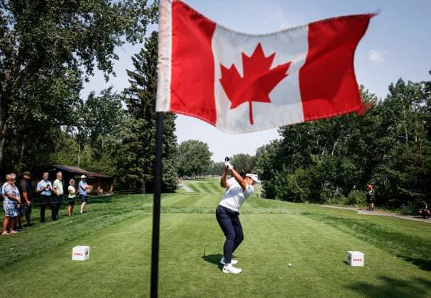 July 26, 2024, Calgary, Ab, CANADA: Korea s Haeran Ryu hits a tee shot on the fourth hole during the second round at the LPGA, Golf Damen Canadian Women s Open golf tournament in Calgary, Alta., Friday, July 26, 2024. Haeran Ryu  - ZUMAc35_ 20240726_zaf_c35_107 Copyright: xJeffxMcintoshx
