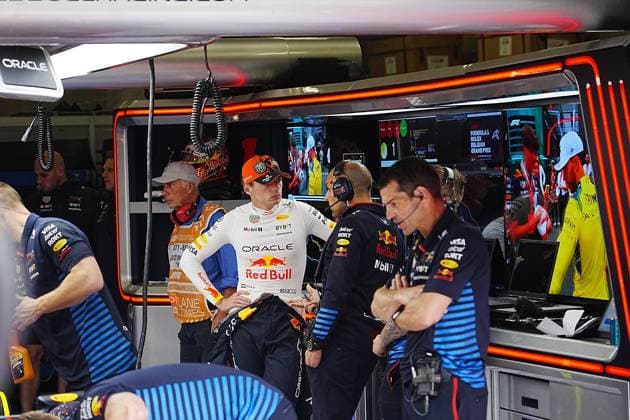 Formula 1 Rolex Belgian Grand Prix 2024 26 07 2024, Circuit de Spa Francorchamps, Spa Francorchhamps, Formula 1 Rolex Belgian Grand Prix 2024 , in the picture Max Verstappen NLD , Oracle Red Bull Racing with his engineer Gianpiero Lamniase Red Bull Racing nordphotoxGmbHx xBratic nph00250