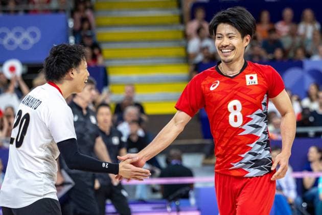 Volleyball - Olympic Games, Olympische Spiele, Olympia, OS Paris 2024: Day 1 Tomohiro Yamamoto, Masahiro Sekita are playing during Volleyball Men s Preliminary Round - Group C - match between Japan and Germany on Day -1 Olympic Games Paris 2024 at South Paris Arena in Paris, France on July 27, 2024. Paris France  Copyright: xAndrzejxIwanczukx originalFilename:iwanczuk-volleyba240727_npvZA.jpg