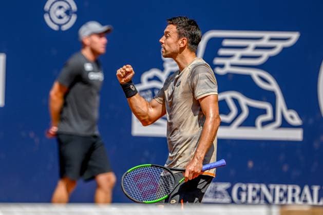 TENNIS - ATP, Tennis Herren Generali Open 2024 KITZBUEHEL,AUSTRIA,27.JUL.24 - TENNIS - ATP World Tour, Generali Open. Image shows the rejoicing of Andreas Mies (GER).  GEPAxpictures xDanielxSchoenherr
