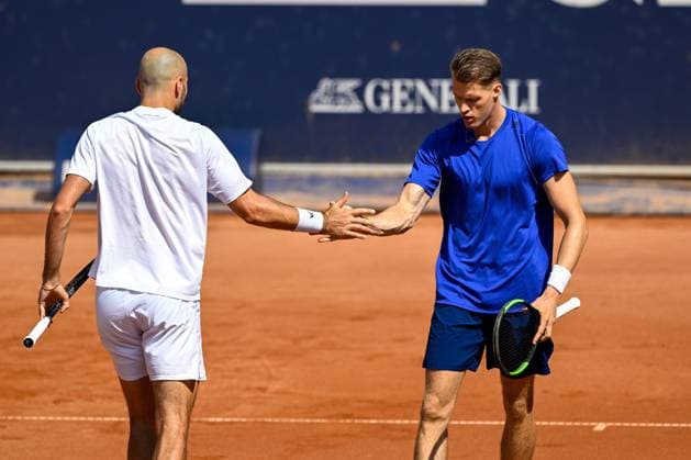 TENNIS - ATP, Tennis Herren Generali Open 2024 KITZBUEHEL,AUSTRIA,27.JUL.24 - TENNIS - ATP World Tour, Generali Open. Image shows Constantin Frantzen and Hendrik Jebens (GER).  GEPAxpictures xDanielxSchoenherr
