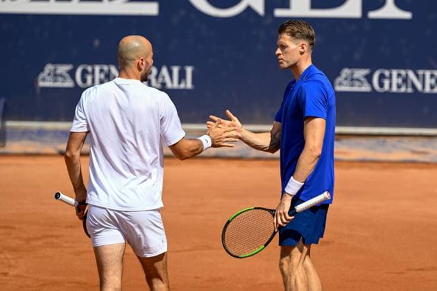 TENNIS - ATP, Tennis Herren Generali Open 2024 KITZBUEHEL,AUSTRIA,27.JUL.24 - TENNIS - ATP World Tour, Generali Open. Image shows Constantin Frantzen and Hendrik Jebens (GER).  GEPAxpictures xDanielxSchoenherr