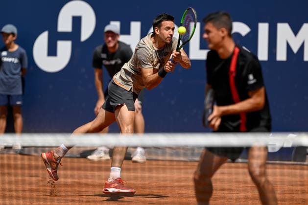 TENNIS - ATP, Tennis Herren Generali Open 2024 KITZBUEHEL,AUSTRIA,27.JUL.24 - TENNIS - ATP World Tour, Generali Open. Image shows Andreas Mies (GER) and Alexander Erler (AUT).  GEPAxpictures xDanielxSchoenherr