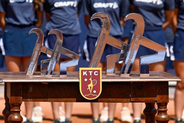 TENNIS - ATP, Tennis Herren Generali Open 2024 KITZBUEHEL,AUSTRIA,27.JUL.24 - TENNIS - ATP World Tour, Generali Open. Image shows a feature with the trophies.  GEPAxpictures xDanielxSchoenherr