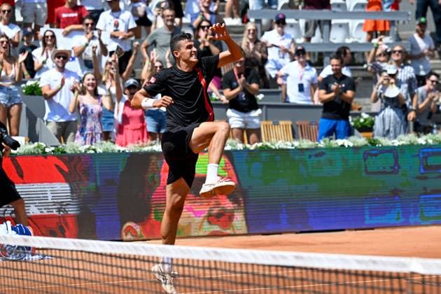 TENNIS - ATP, Tennis Herren Generali Open 2024 KITZBUEHEL,AUSTRIA,27.JUL.24 - TENNIS - ATP World Tour, Generali Open. Image shows the rejoicing of Alexander Erler (AUT).  GEPAxpictures xDanielxSchoenherr
