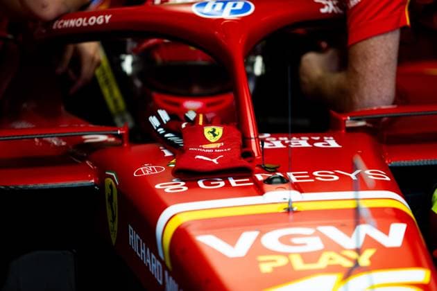 LECLERC Charles (mco), Scuderia Ferrari SF-24, gloves during the Formula 1 Rolex Belgian Grand Prix 2024, 14th round of the 2024 Formula One World Championship, WM, Weltmeisterschaft from July 26 to 28, 2024 on the Circuit de Spa-Francorchamps, in Stavelot, Belgium - F1 - BELGIAN GRAND PRIX 2024 DPPI Panoramic  240727_R14_BELGIO_DP__F_12288.CR2_